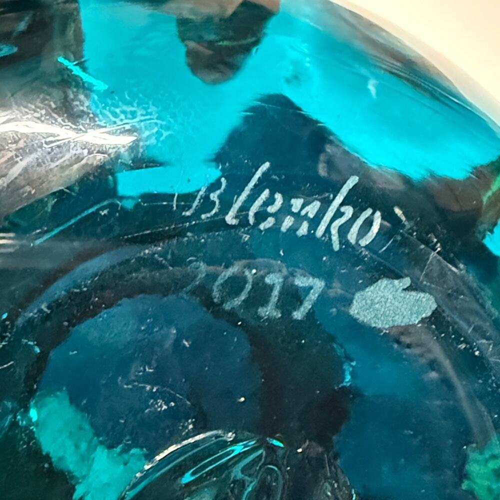 Blenko Teal Blue Glass Pitcher 2017 - Picture 4 of 5